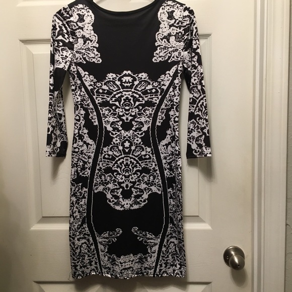 None Dresses Mandela Print Body Con Dress With Scooped Neck C5